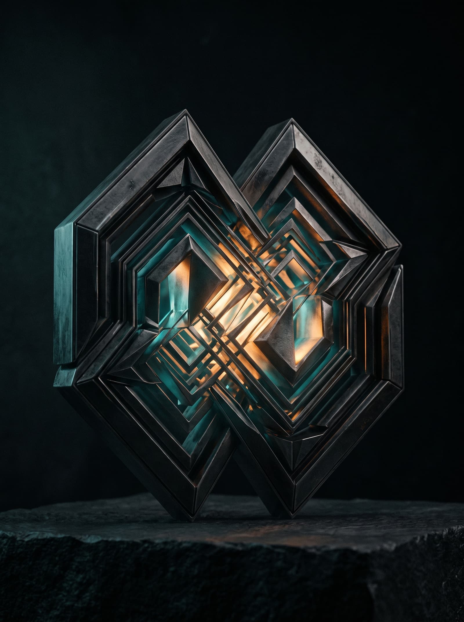 Two glowing emblems merging into one — a partnership motif